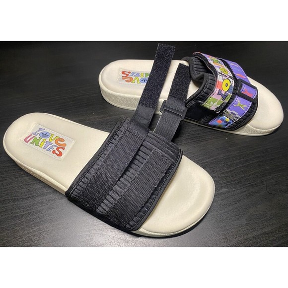 NEW Adidas Adilette 2.0 Pride Men's Slides Off White Core Black Light Purple US8 - Picture 10 of 12